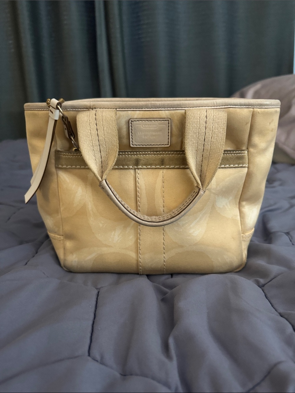 Coach Mini Tote in Pale Yellow Signature Canvas